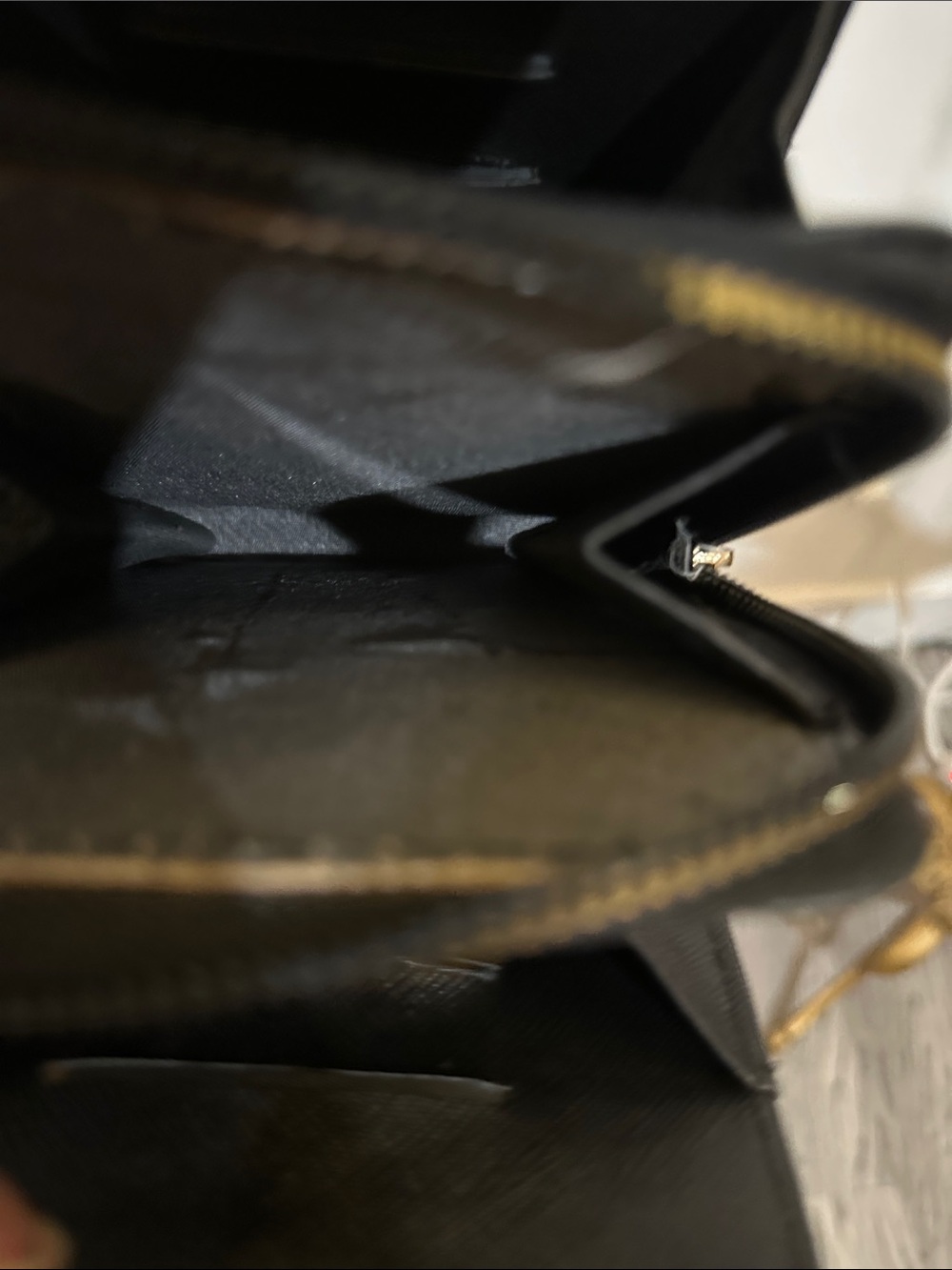Black Embossed Crossbody Bag with Gold Accent - Picture 6 of 7